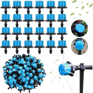 200Pcs 1/4"" Goutteur Irrigation, Goutteurs réglables d'irrigation arrosage Goutte à Goutte pour Plante Jardin Serre Potager Gazon, Bleu - Neuf