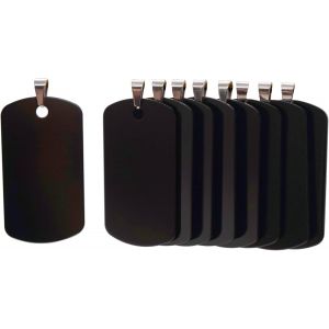 Yts-Lot De 12 Étiquettes D'identification Rectangulaires Vierges En Aluminium Pour Chien Et Chat - Personnalisable - Taille : 46 Mm X 25 Mm - Noir - Neuf