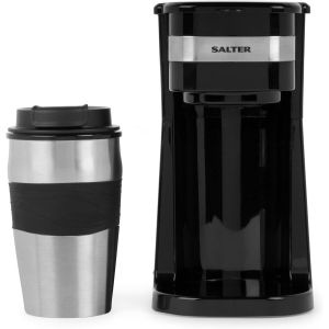 Ek2408 Cafetière À Une Tasse U2013 Petite Machine À Café À Filtre, Filtre Lavable Et Réutilisable, Comprend Une Tasse De Voyage En Acier Inoxydable De 420 Ml, Infuser Du Café À Portion Unique En 3 - Neuf