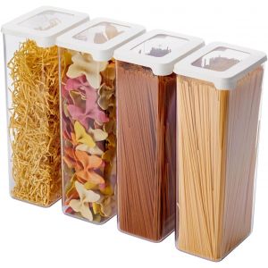 Tianyi-Boites De Rangement Cuisine Avec Couvercle 2,25 L- Lot De 4- Pour Spaghetti, P&acirc;tes, Nouilles, Compatible Lave-Vaisselle - Bo&icirc;te De Rangement Cuisine Empilable - 12,5 X 9 X 28 Cm - Neuf