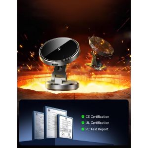 15W Support Telephone Voiture Magsafe Avec Fonction De Charge [Rotation &Agrave; Double Face] Magsafe Voiture Pour Tableau De Bord, Support Magsafe Voiture Pour Iphone 16 15 14 13 12 Pro Max Plus - Neuf