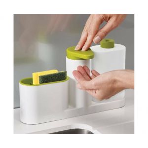 Organisateur d'&eacute;vier avec distributeur de savon et porte-&eacute;ponge - Vert - Neuf