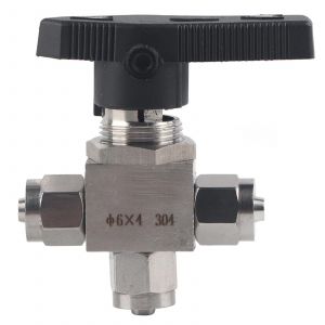 Vanne à bille 3 voies Vanne à bille à torsion rapide en acier inoxydable 304 pour tuyau d'air d'eau PU6 x 4mm - Neuf