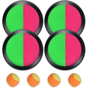 KAL-Jeu Catch Ball And Toss, Raquette De Plage Enfants Lancer Catch Ball Jouet Jeu Ensemble 4 Pagaies Et 4 Balles Pour Jardin Extérieur Cour Piscine Plage - Neuf