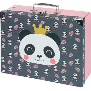 nzqaf-Valise pour Enfants - Jouets et Fournitures Scolaires, en Carton, Pliable avec Poignée en Métal, Forme Panda, 32.5 x - Neuf