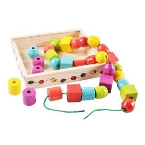30 Pcs Perles En Bois, Billes De Laçage Primaire, Bijoux De Fils En Bois Avec Perles De Différentes Couleurs Et Formes - Neuf