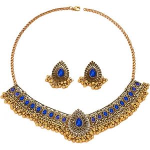 Kales-Ensemble De Bijoux De Mariage Indien Traditionnel Bohème Pour Femmes Et Filles Argent Antique Oxydé Collier Boucles D'oreilles Pompon Bollywood Ras Du Cou Punk Cristal Cadeau Tendance - Neuf