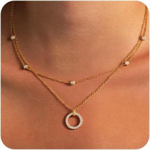 Colliers Femme Argent,Collier Pendentif Pour Femmes,Double Collier Femme Colier,Longueur Ajustable Collier Femme,Cadeau Pour Anniversaire,No&euml;l,F&ecirc;te Des M&egrave;res,Saint Valentin - Neuf