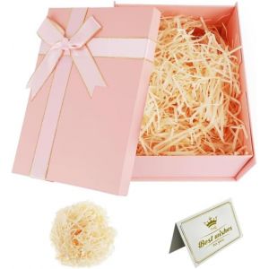 Bo&icirc;te Cadeau Avec Couvercle - 29 X 21 X 10,5 Cm - Bo&icirc;te Cadeau D'anniversaire,Carte De V?Ux,Raphia Hamper Shreds Pour Mariage,Anniversaire,No&euml;l - Neuf