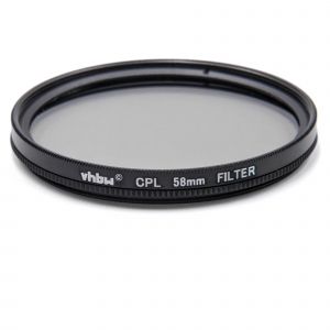 vhbw Filtre polarisant universel pour les objectifs d'appareil photo 58mm - Polariseur circulaire (CPL), noir - Neuf