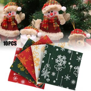 Hjlian Lot De 10 Tissus A Coudre En Coton Imprimes De Noel, 20 X 20 Cm, Pour Patchwork, Travaux D'aiguille, Bricolage, Decorations De Noel - Neuf