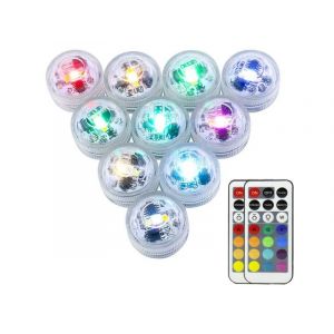 Lot De 10 Lumières Led Étanches Avec Télécommande, Changement De Couleur Rvb, Submersibles Pour Événements Et Décorations - Neuf