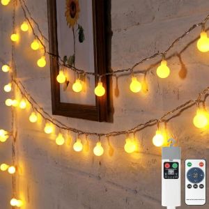 JGD-Guirlande Lumineuse Sph&eacute;rique, 10M 100 LED Guirlande Lumineuse d'Ext&eacute;rieur/int&eacute;rieur rechargeable par USB, avec t&eacute;l&eacute;commande, &eacute;tanche IP65 pour balcon f&ecirc;te jardin No&euml;l et Mariage, blanc chaud - Neuf