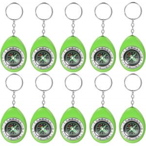 Porte-Cl&eacute;s Boussole [10 Pi&egrave;ces] &iquest; Mini Boussole De Poche De Survie En Vrac Avec Porte-Cl&eacute;s Pour Randonn&eacute;e Et Camping &iquest; [Vert] Accessoire D'activit&eacute;s De Plein Air - Neuf