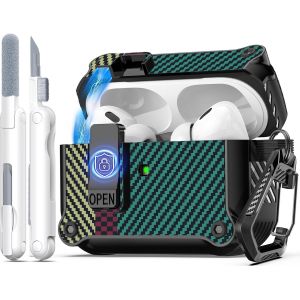 Compatible avec AirPods Pro 2 gen (Auto Pop-up Cover) avec kit de Nettoyage,pour Airpods Pro 2/1 gen (2023/2022/2019),pour Airpods Pro Case (USB-C/Lightning),CF Vert - Neuf
