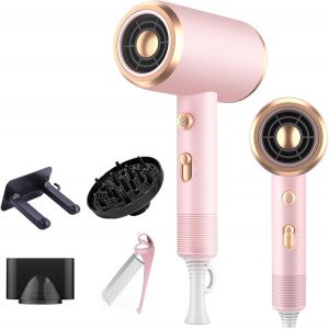 Sèche-Cheveux Ionique 1800w,Ac Moteur Sèche-Cheveux De Salon Avec Bouton Chaud/Froid,3réglages De Température,Hair Dryer Avec Diffuseur Et Buse De Coiffage,Super Silencieux - Neuf