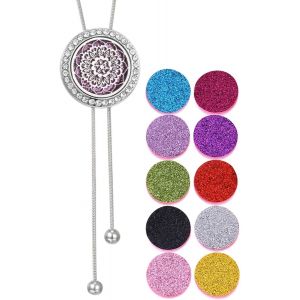 Kal-Collier Diffuseur D'huile Essentielle Pour Femme, Pendentif D'aromathérapie Réglable En Acier Inoxydable Avec 10 Tampons En Feutre, Bijou D'huile Essentielle Cadeau Pour Femmes Hommes - Neuf
