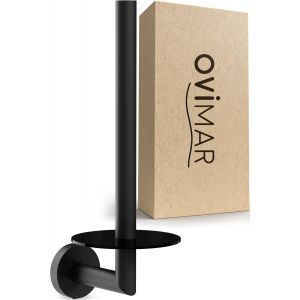 TIANYI-Ersatzrollenhalter Runde zum Bohren | Schwarz | aus Edelstahl und Glas | WC-Rollen Aufbewahrung zur Wandbefestigung mit Bohren selbstklebend BIS zu 2 Rollen WC Papier | Haushaltsrollenhalter - Neuf