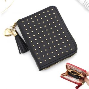 Le Portefeuille des femmes en Noir, les Petites Dames en Cuir Rabattre Sur un porte-Monnaie avec de l'argent ID Titulaire de Carte de Cr&eacute;dit, Fermeture &agrave; Glissi&egrave;re porte-Monnaie - Neuf