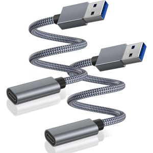 Adaptateur C&acirc;ble USB C Femelle vers USB 3.0 M&acirc;le 0.2M 2Pack,Connecteur 3.1 Type A 5Gbps GEN 1 pour iPhone 17 Air 16e 16 15 14 Pro Max,Samsung S25 S24 A55,iPad 10 Mini 7,Apple Watch 10 11 - Neuf
