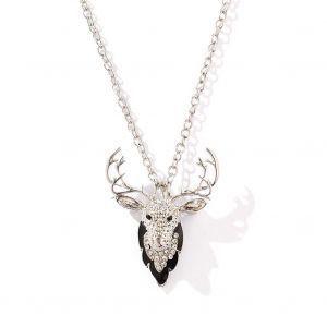 Collier Avec Pendentif Cerf En Alliage Galvanise (Argent) - Neuf