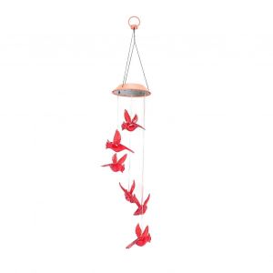 Carillon Éolien Solaire Abs Lumière Flamme Oiseau Extérieur Décoratif Coloré Solaire Carillon Lampe Pour Cour Coque Rouge A-B - Neuf