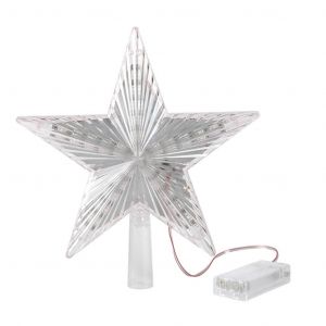 &Eacute;toile de No&euml;l de 20 cm avec guirlande lumineuse LED color&eacute;e, &agrave; piles, en plastique, pour d&eacute;corer votre sapin pendant les f&ecirc;tes de No&euml;l. - Neuf
