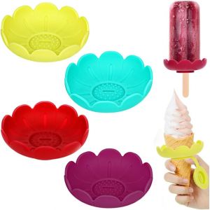 Kal-4 Pièces Porte-Sucettes Glacées Anti-Goutte En Silicone, Réutilisable, Antiadhésif Pour Enfants, Support De Sucettes Glacées, Convient À La Taille - Neuf