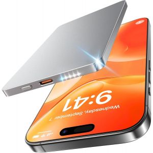 JGD-5000mAh pour Magsafe Batterie Externe Charge Rapide 22.5W, Mini Power Bank USB C in/Out PowerBank Magn&eacute;tique sans Fil Induction Chargeur Portable pour iPhone 16/15/ 14/13/ 12 Android s&eacute;rie, Gris - Neuf