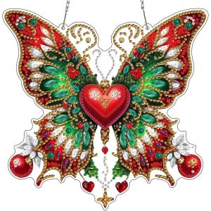 Oayew-5d Papillon Diamant Peinture Pendentif,Animaux Diamond Painting Ornements Kits Special Shaped Diamond Painting Pendentif Diy Peinture Diamant Hanging Avec Cha&icirc;ne D&eacute;coration Pour Fen&ecirc;tre - Neuf