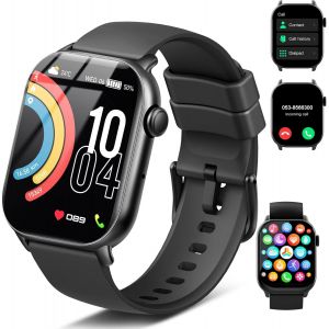 Montre Connect&eacute;e Homme Femme, 110+ Sportifs Smartwatch Moniteur Sommeil Fr&eacute;quence Cardiaque Podom&egrave;tre, 1.96"" Montre Intelligente avec Appel Bluetooth, Etanche IP68 Montre Sport pour Android iOS, Noir - Neuf