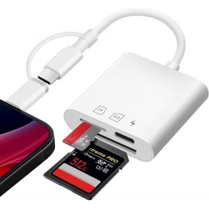 PIAL-Lecteur De Carte Sd,3 En 1 Adaptateur Carte Sd Usb C Vers Micro Sd/Tf,Lecteurs Carte Mémoire Externes,Lecteur De Carte Micro Sd/Sd/Charge De Type-C Pour Iphone/Ipad/Android - Neuf