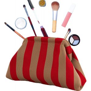 Pochette Tricot&eacute;e - Portefeuilles Pochette Pour Femme | Portefeuilles Pochette Pour Femmes,Tiss&eacute;,Crochet D&eacute;contract&eacute;,Fermeture Kiss-Lock,Boule Tricot&eacute; Clutch Pour Un &Eacute;l&eacute;gant,Or Rouge - Neuf