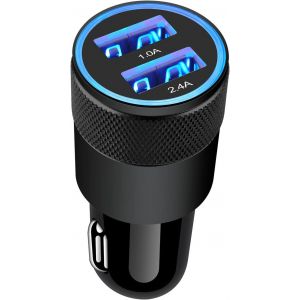 Chargeur Allume Cigare USB,3.4A 2 Ports Chargeur Voiture USB Rapide,Prise Allume Cigare 12V Adaptateur Voiture pour iPhone 16 15 14 13 12 Pro,Samsung Galaxy S25 S24 S23 S22 S21 A16 A56,Google Pixel - Neuf