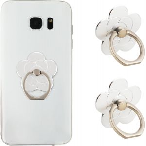 KALANKA-Lot de 2 Supports de Bague pour Téléphone Portable avec Support en Forme de Fleur en Métal Accessoire Universel Compatible avec Smartphone et TéLéphone Portable Argenté - Neuf