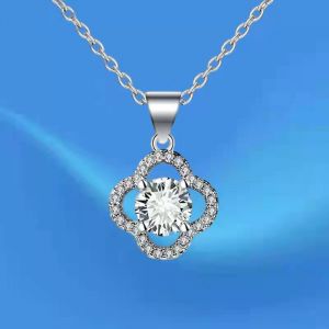 Collier Meilleur Pendentif Argent 925 Super Brillant Zircon Trèfle Pour Femmes - Neuf