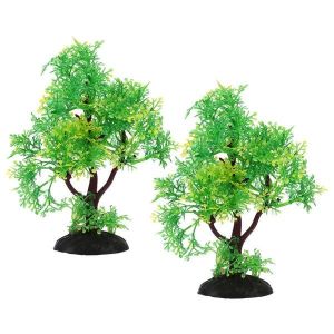 Lot de 2 plantes artificielles réalistes pour aquarium ¿ Décoration durable en forme d'arbre pour aquariums d'eau douce et d'eau salée - Neuf