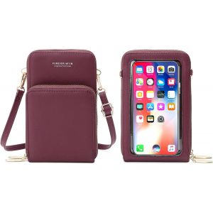 RFCBC-Sac à Bandoulière pour Téléphone Portable Femmes Sac à Ecran Tactile Cuir PU Pochette Portefeuille Femme Porte Cartes avec Bandoulière et Dragonne - Neuf