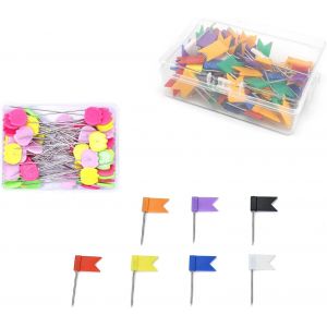 Chenquansarl-Epingles &Agrave; Couture, 200 Pi&egrave;ces &Eacute;pingles Couture, Color&eacute; Epingles Drapeaux, Forme De Drapeau Et De T&ecirc;te De Tulipe, Pour V&ecirc;tements, Poup&eacute;es, Couvre-Chefs, Projets De Bricolage - Neuf