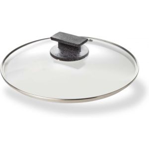Kalanka-Couvercle Pour Casseroles Et Poêles Avec Trou Évent ¿ Couvercle En Verre, Poignée Soft Touch Atermica, Fermeture Parfaite, 32 Cm, Fabriqué En Italie - Neuf