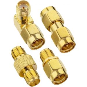 Lot De 4 Connecteurs Sma Sma M&acirc;le Vers Sma M&acirc;le Femelle Rf Raccord Coaxial,&Eacute;crou Barel,Connecteur Convertisseur Pour Antenne Wi-Fi/Drone Fpv/Rallonge - Neuf