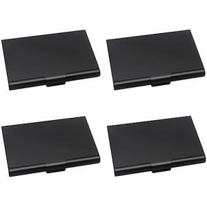 4 Pi&egrave;ces Porte-Cartes de Visite Mince,&Eacute;tui Carte de Visite en Aluminium Professionnelles,Rangement Cartes de Cr&eacute;dit pour Hommes et Femmes (Noir) - Neuf