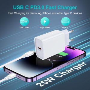 25w Chargeur Usb C Rapide,Pd 3.0 Adaptateur Type C Secteur Mural Prise Pour Samsung Galaxy S25 S24 S23 Fe S22 S21 A55 5g A54 A53 A35 A34 A25 A15 A14 A05s,Iphone 16 Plus Pro Max 15 14 13 12,Xiaomi - Neuf