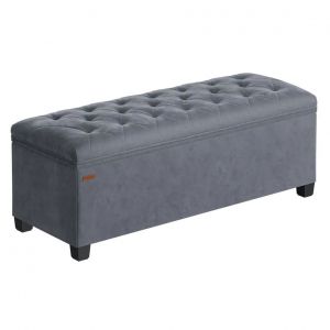 Tabouret de rangement pouf repose-pieds 40 x 110 x 40 cm bout de lit cubique avec rangement charge jusqu'&agrave; 300 kg pour salon chambre entr&eacute;e gris Helloshop26 12_0007722 - Neuf