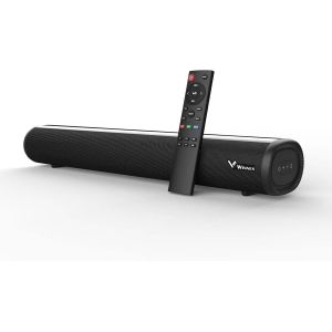 MEVRONISSHOP-Petite Barre de Son TV Enceinte PC Bluetooth 5.0 3D Surround Sound 2.0 Canal Mini Bar de Son avec T&eacute;l&eacute;commande/Optique/RCA/AUX/USB, Noir - Neuf