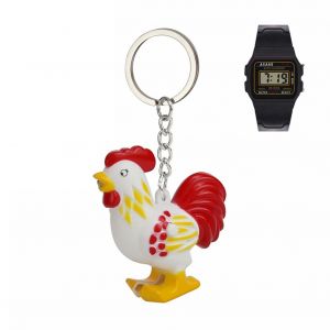 Porte-Cles Avec Pendentif En Forme De Coq Lumineux A Led Et Montre Pour Enfants - Neuf