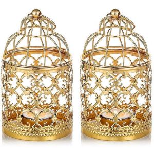 2 pcs petit photophore en métal suspendu Birdcage lanterne,Vintage décoratif - Neuf