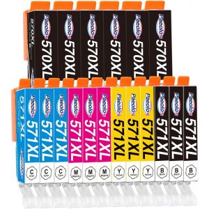 TEPPA-570 571 XL Cartouche d'encre Compatibles pour Canon 571 pour Cartouche pour Canon TS5055 pour PIXMA TS5050 MG5750 TS5053 MG6852 MG6850 MG5700 MG5752 MG5753 (18 Pack) - Neuf