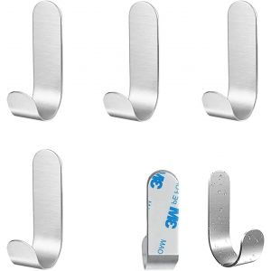 Crochet Adhesif Mural, 4 Pi&egrave;ces Crochet Adh&eacute;sif, Crochet Auto Adh&eacute;sif, Crochet Adh&eacute;sif en Acier Inoxydable, Crochets Muraux Autocollants, pour Salle de Bain, Cuisine - Neuf