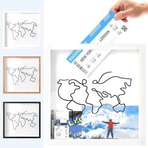 Boîte D'archives D'aventure,Boîte D'archives De Voyage,Boîte D'ombres pour Billets, Cadre Photo Carré 20x20 cm,Boîte À Argent,Décoration De Table, Cadre en Bois,Boîte pour Billets De Voyage (Bois) - Neuf